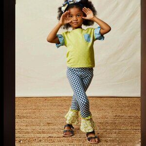 Matilda Jane Enchanted Garden Inner Artist Mixed-Print Gingham Pants